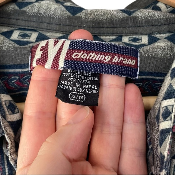 Vintage Western Aztec Button Up Shirt Cotton Men’s Size XL 80s 90s FYI Brand - Picture 5 of 7